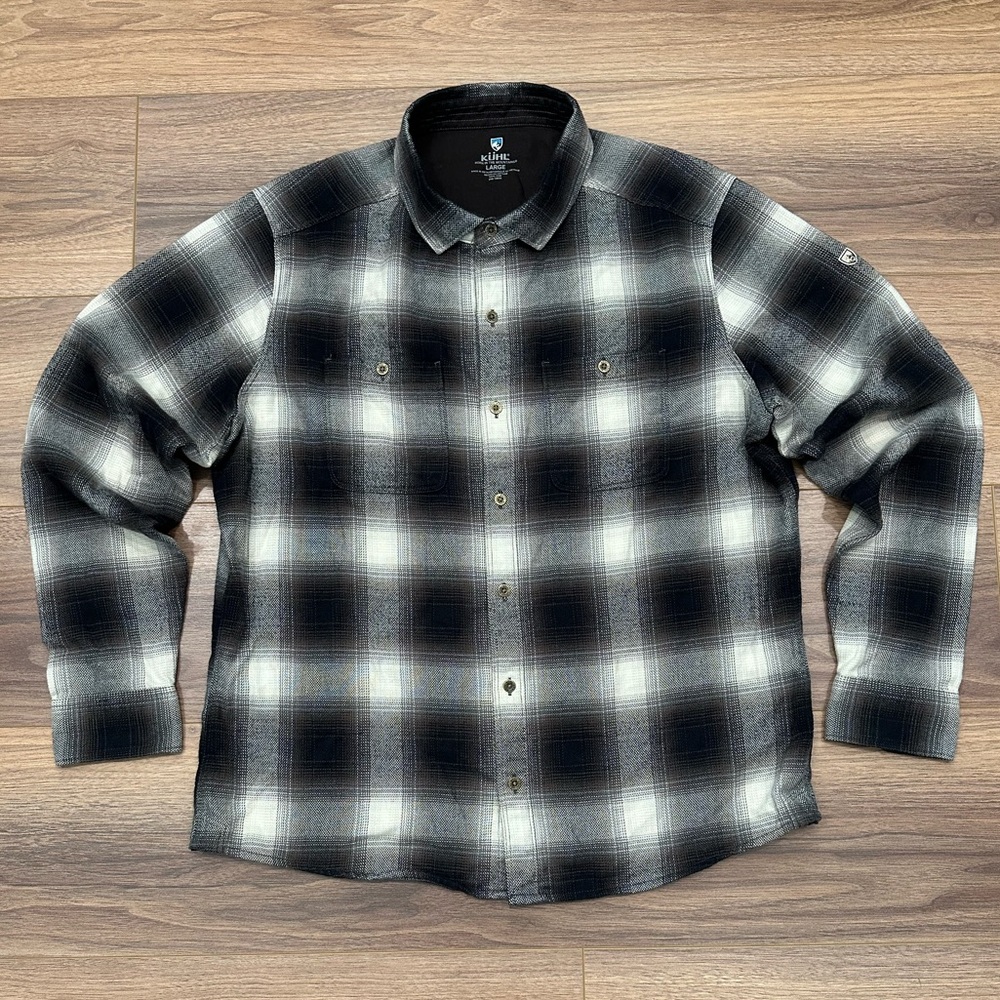 Kuhl The Law Flannel Long Sleeve Button Down in Brown Plaid Size Large